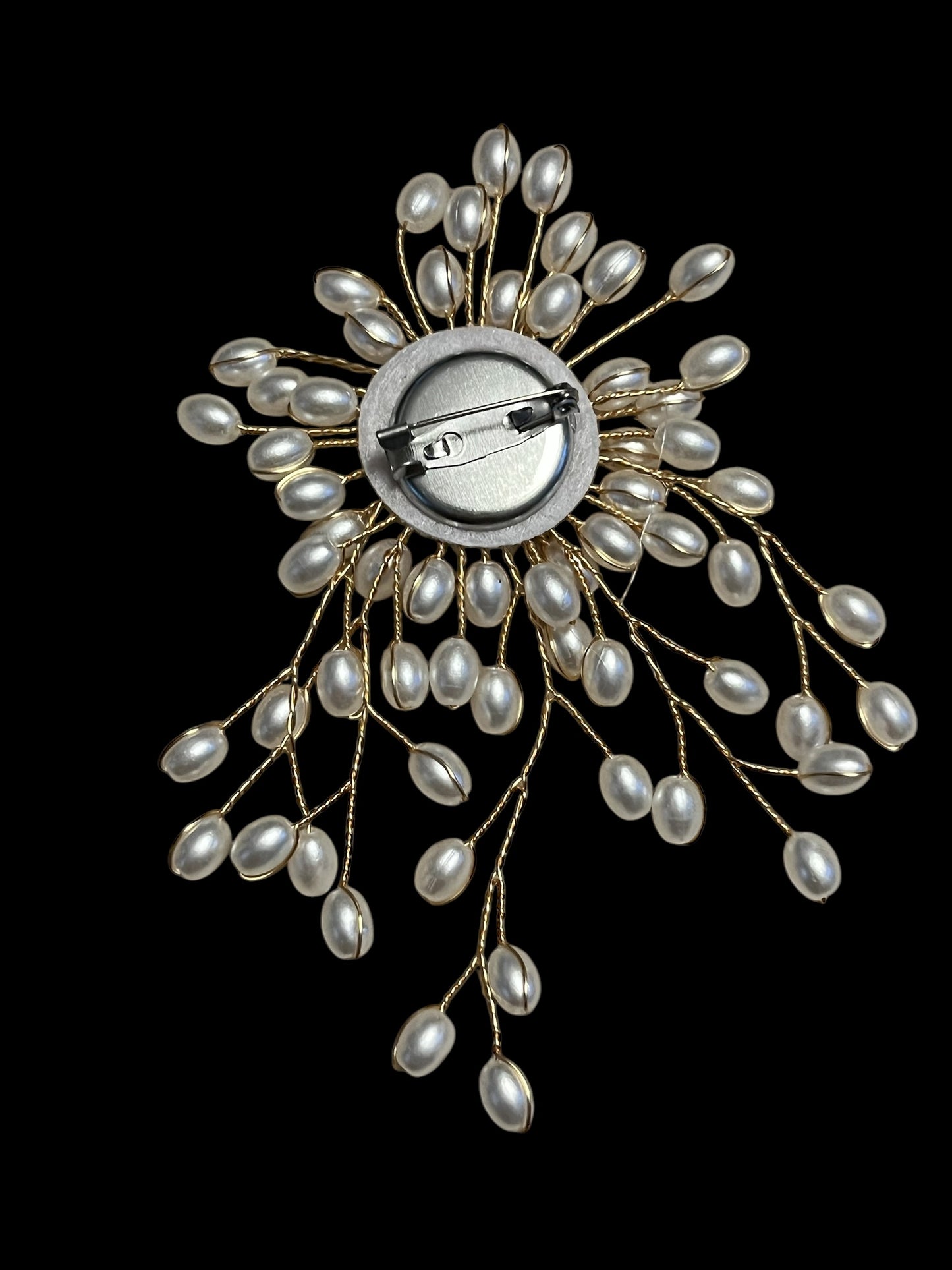 Elegant Faux Pearl Fireworks Brooch