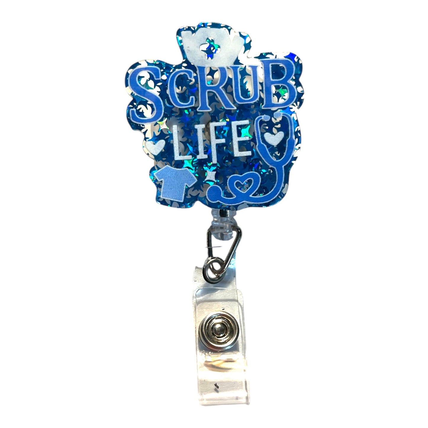 Glitter "Scrub Life" Badge Reel – Choose Pink, Green, or Blue