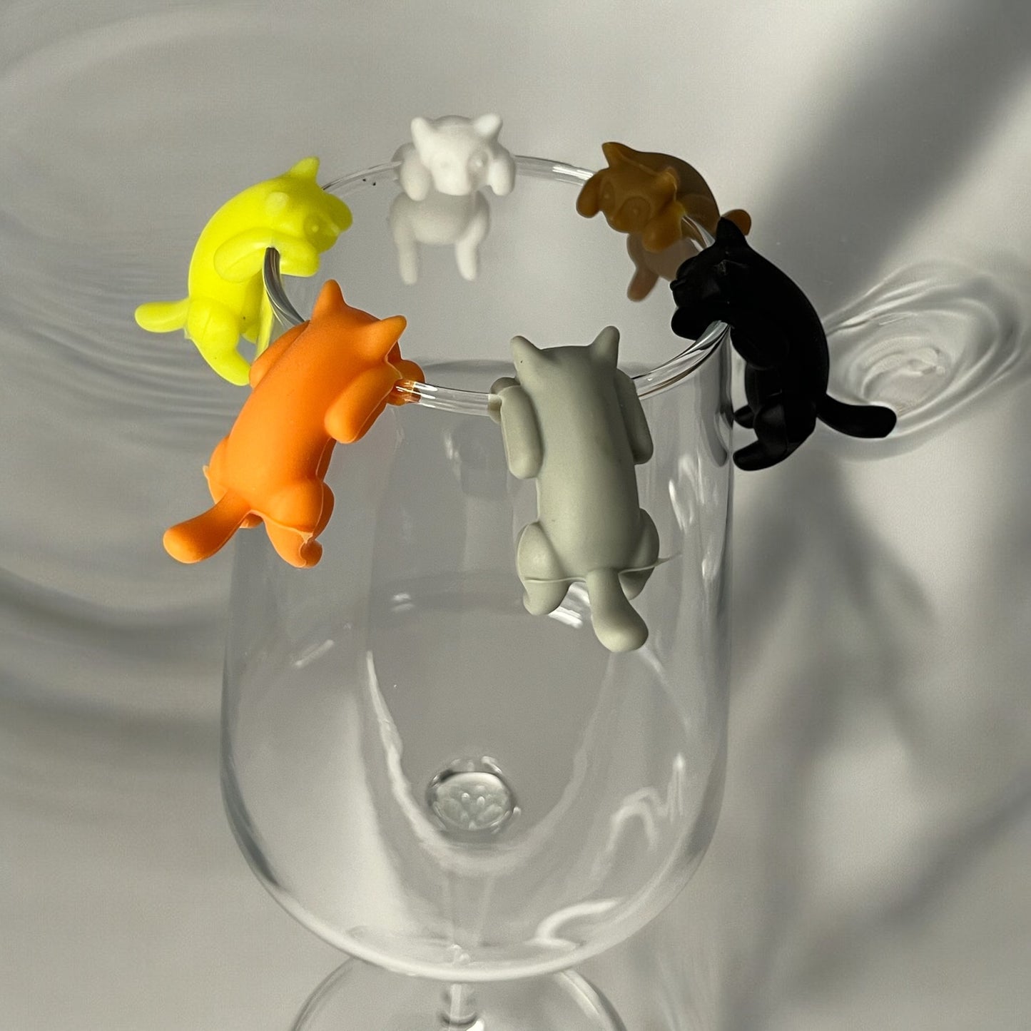 Charming Cat Wine Charms - Set of 6 Adorable Drink Markers