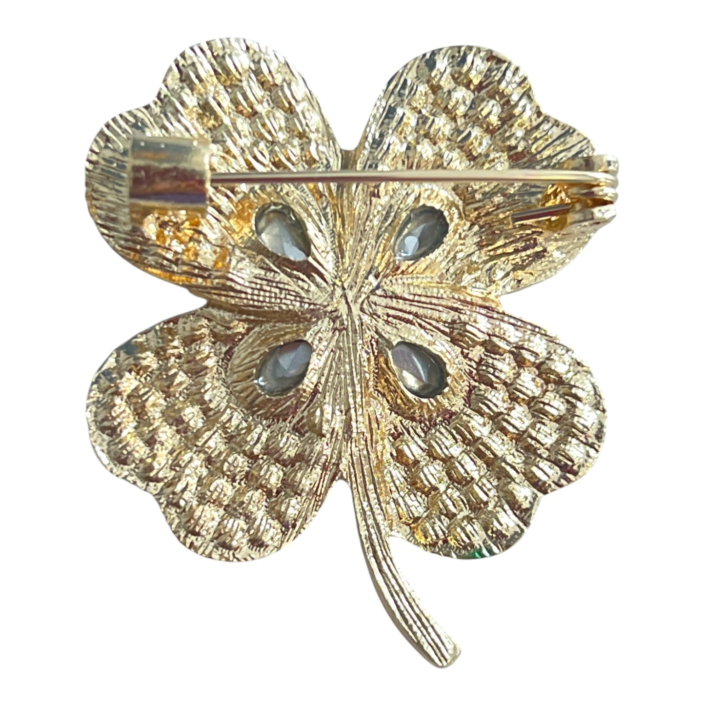 St. Patrick's Day Lucky Four-Leaf Clover Shamrock Rhinestone Brooch