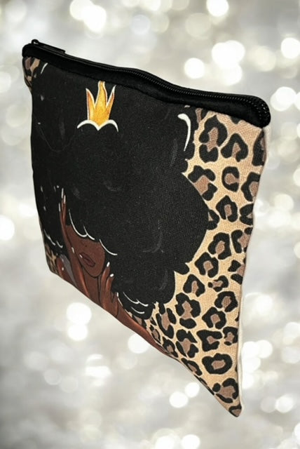 Vibrant Afrocentric Girl Queen Makeup Bag for Travel & Toiletries - Cosmetic Pouch