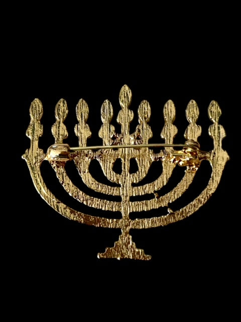 Sparkling Menorah Gold Rhinestone Brooch - Elegant Faux Diamond Pin for Stylish Fashion Statement