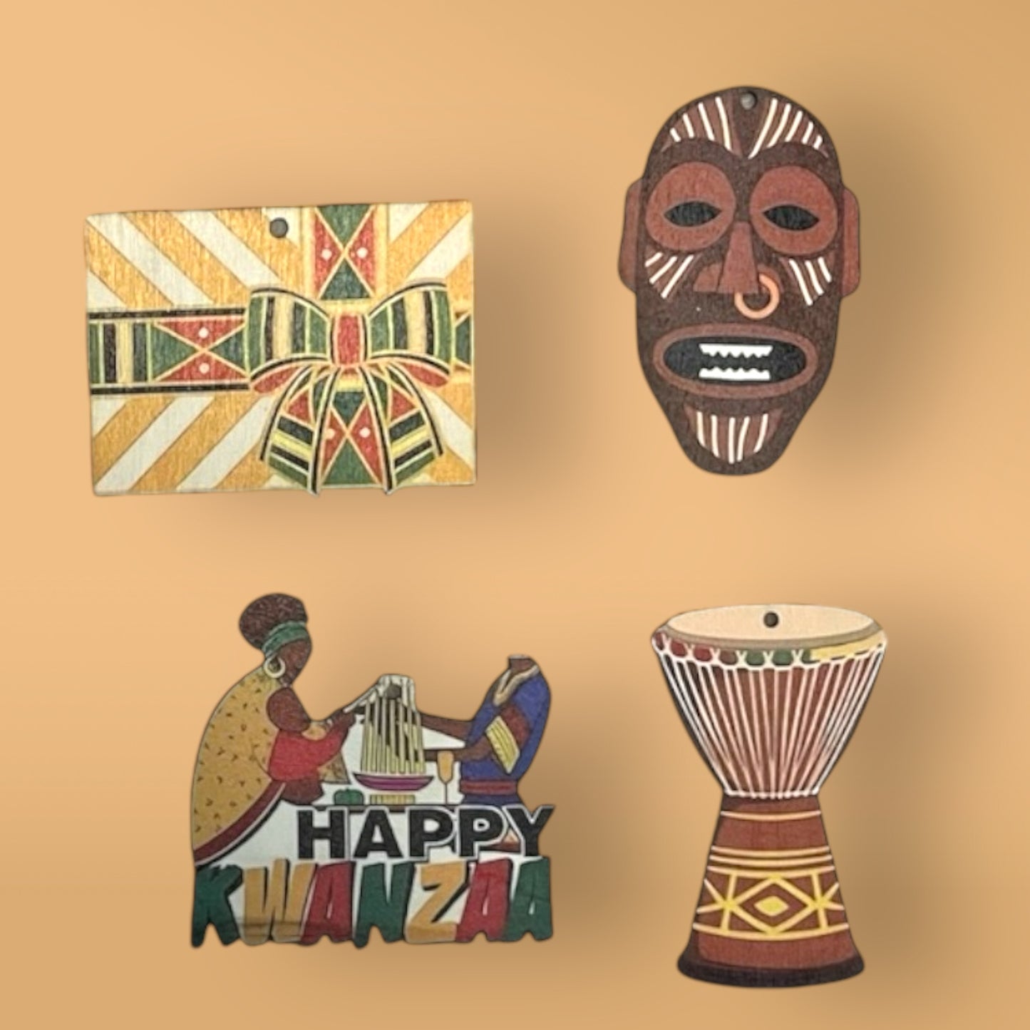 Celebrate with Tradition - Kwanzaa African Festival Wooden Ornaments Set of 11