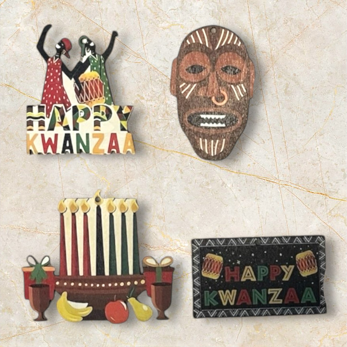 Celebrate with Tradition - Kwanzaa African Festival Wooden Ornaments Set of 11