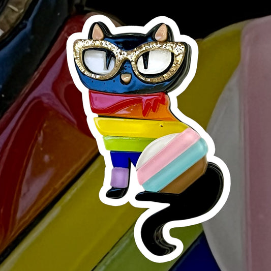 Adorable Rainbow Cat Brooch Pin - Purr-fect for Your Clothing or Bags!