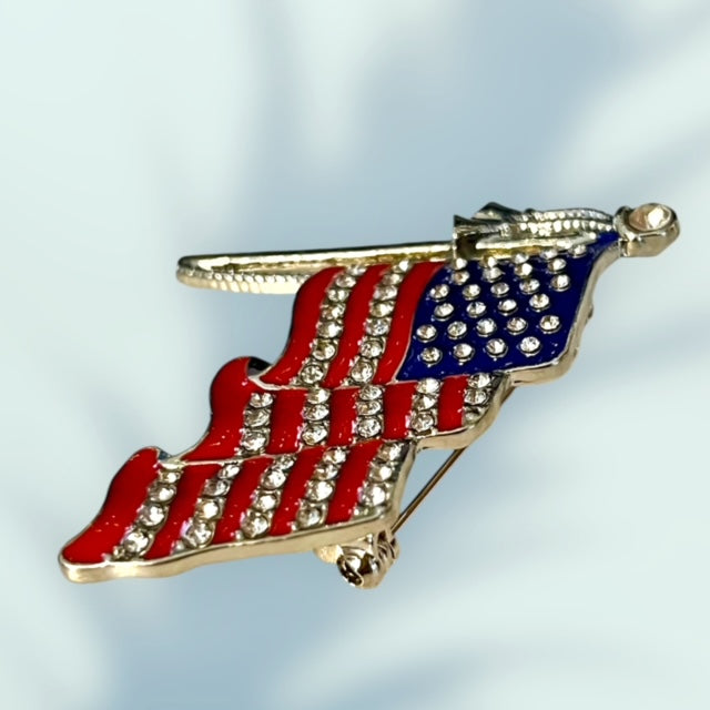 Sparkling USA Flag - Pin Patriotic Rhinestone Brooch Pin - Perfect for 4th of July & Independence Day Gifts