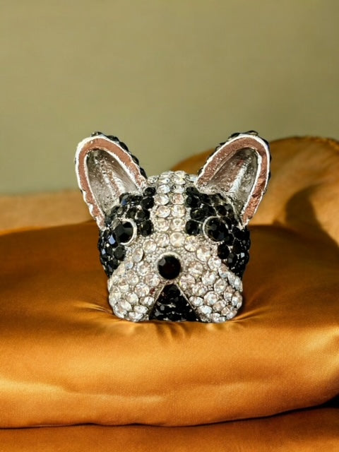 Funky Frenchie Brooch - Cute French Bulldog Pin with Shimmering Rhinestones