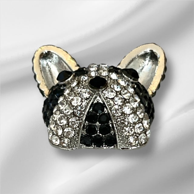 Funky Frenchie Brooch - Cute French Bulldog Pin with Shimmering Rhinestones