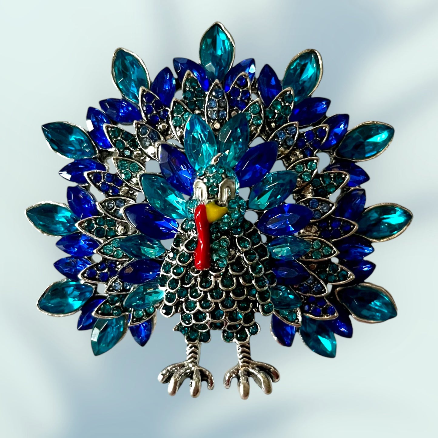 Turkey Brooch Pin in Gold or Blue - Elegant Rhinestone Detail, Ideal for Everyday Chic