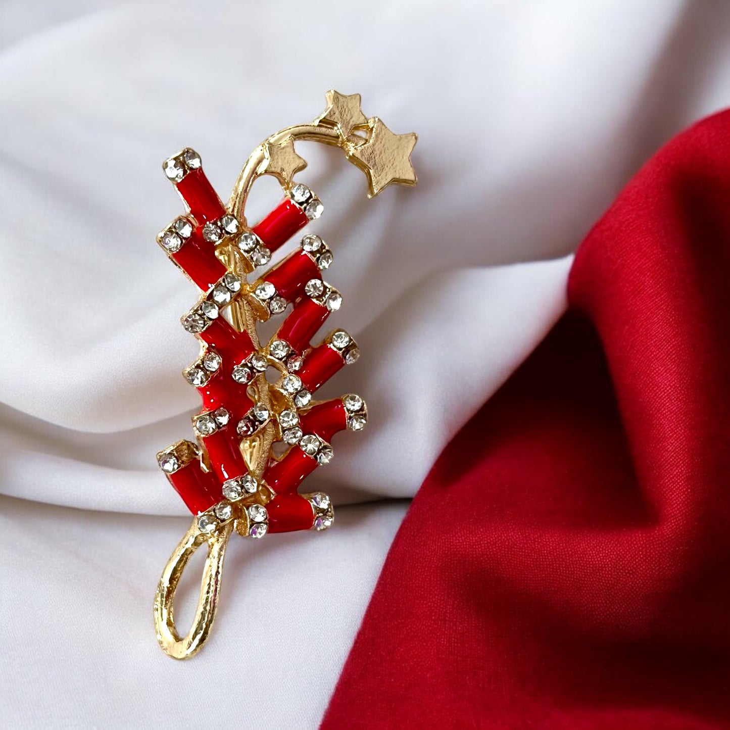 Chinese Style Firecracker Brooch for New Year - Creative Rhinestone Pin Accessory