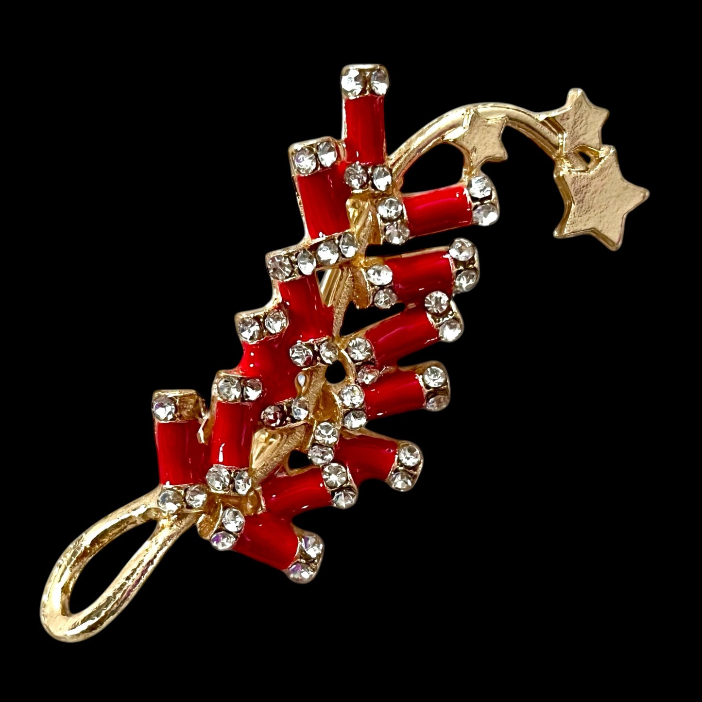 Chinese Style Firecracker Brooch for New Year - Creative Rhinestone Pin Accessory