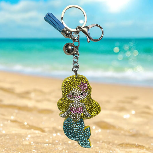 Chic Summer Mermaid Keychain with Sparkling Rhinestones