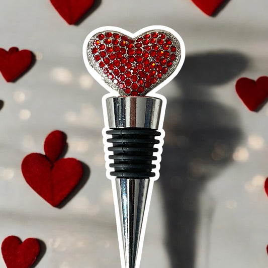 Rhinestone Red Heart Wine Stopper: Perfect for Mother's Day and Valentine's Day