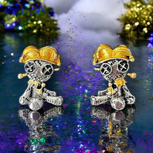 Gothic Voodoo Jester Doll Stud Earrings for the Ultimate New Orleans Vibe