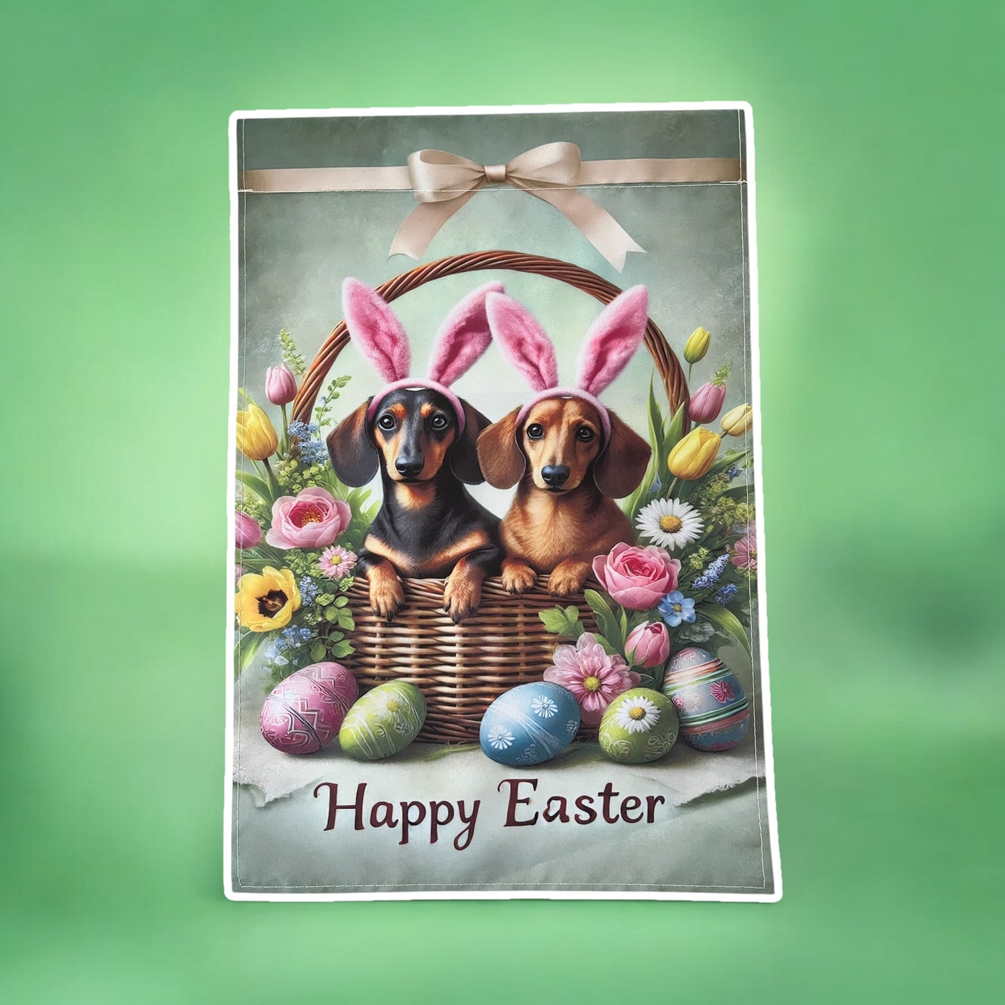 Easter Joy! Adorable Dachshund Garden Flag – 12x18 Inches of Spring Cheer