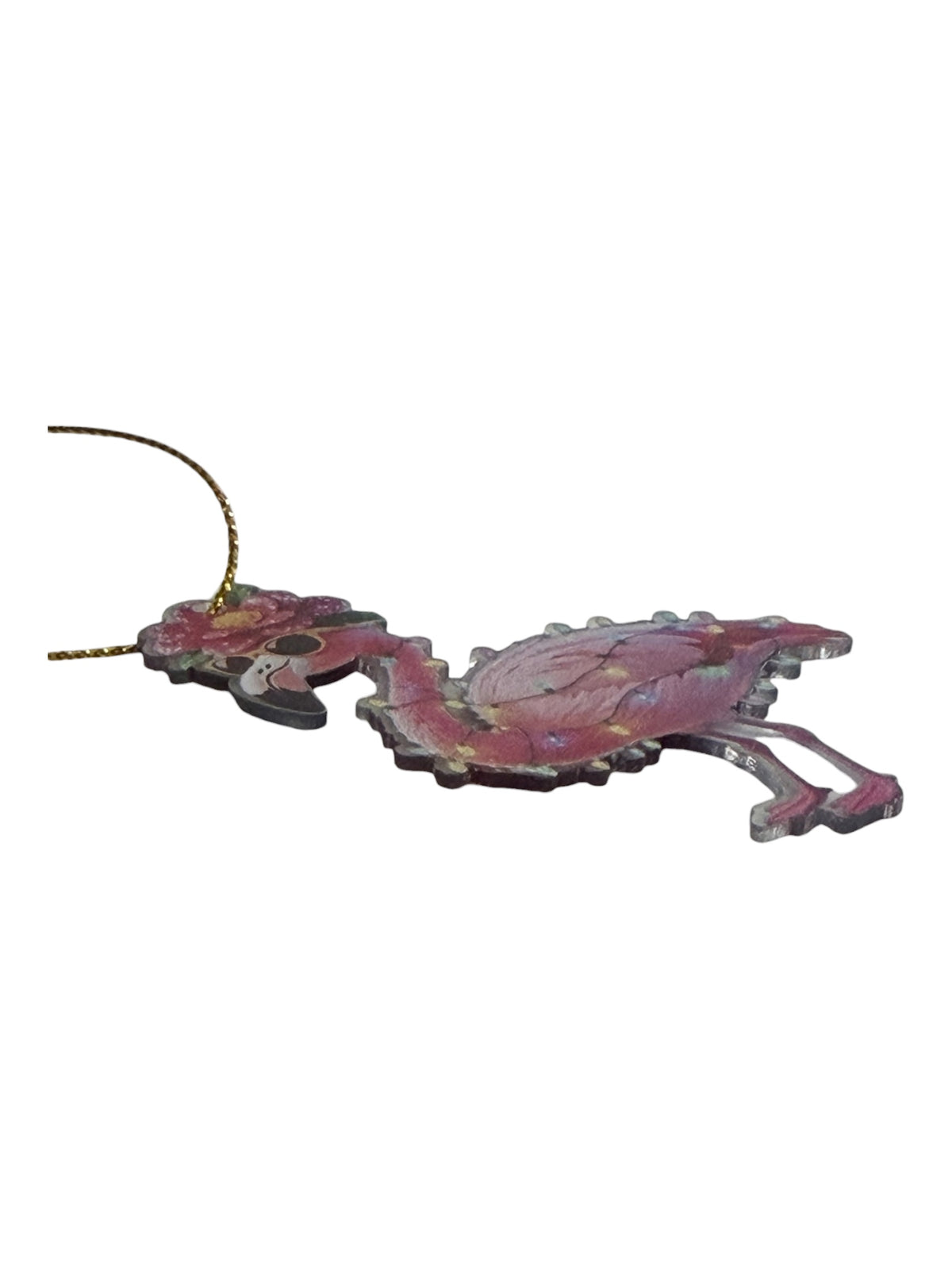 Pink Flamingo Christmas Ornament Tropical Holiday Lights 3"