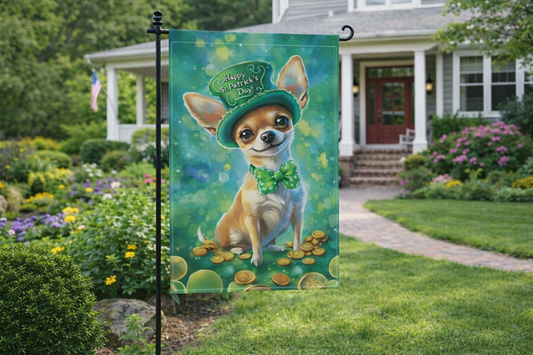 St. Patrick’s Day Chihuahua Garden Flag Irish Dog Decor
