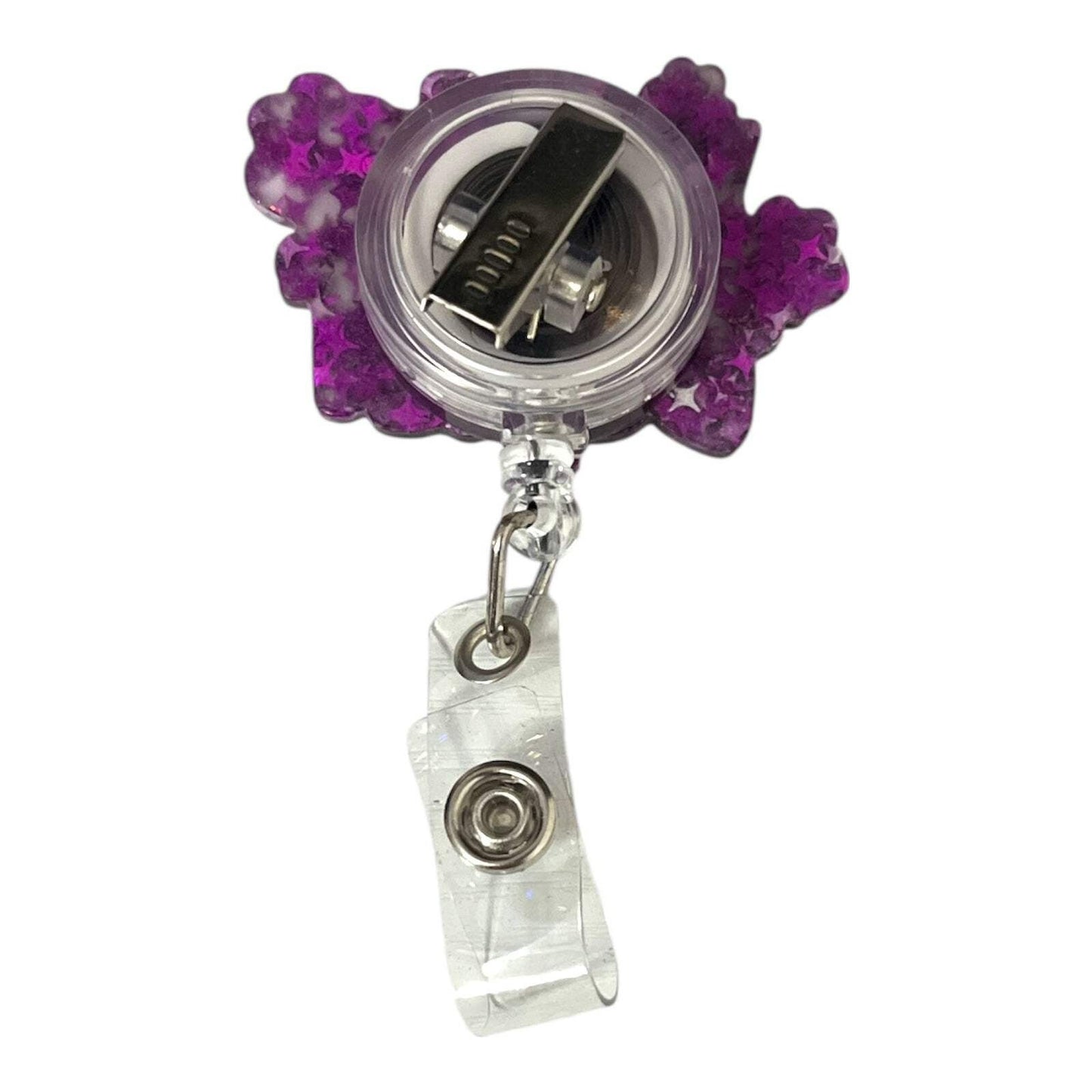 Blue Sparkly Vet Tech Badge Reel – Glitter Paw Print ID Holder Alligator Clip