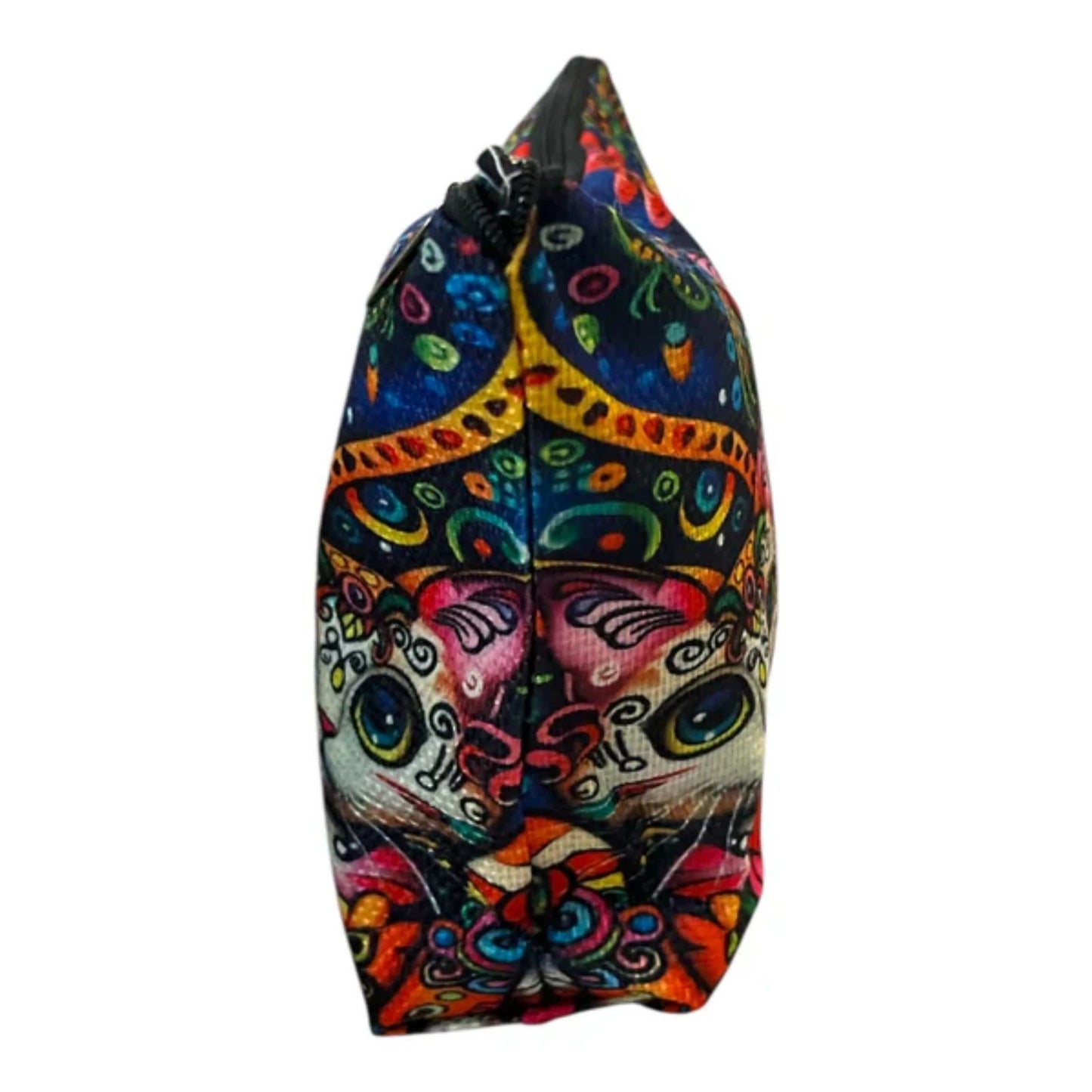 Boho Cat Print Zipper Pouch Makeup Bag – Colorful Travel Organizer 7x10.5