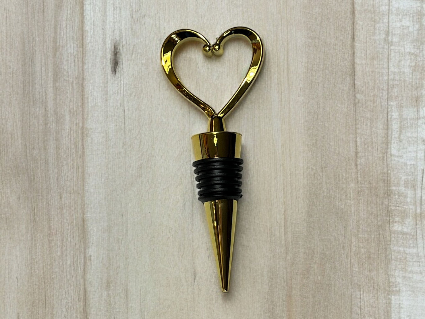 Gold Heart Shape Wine Stoppers with Organza Bag Perfect for Special Occasions