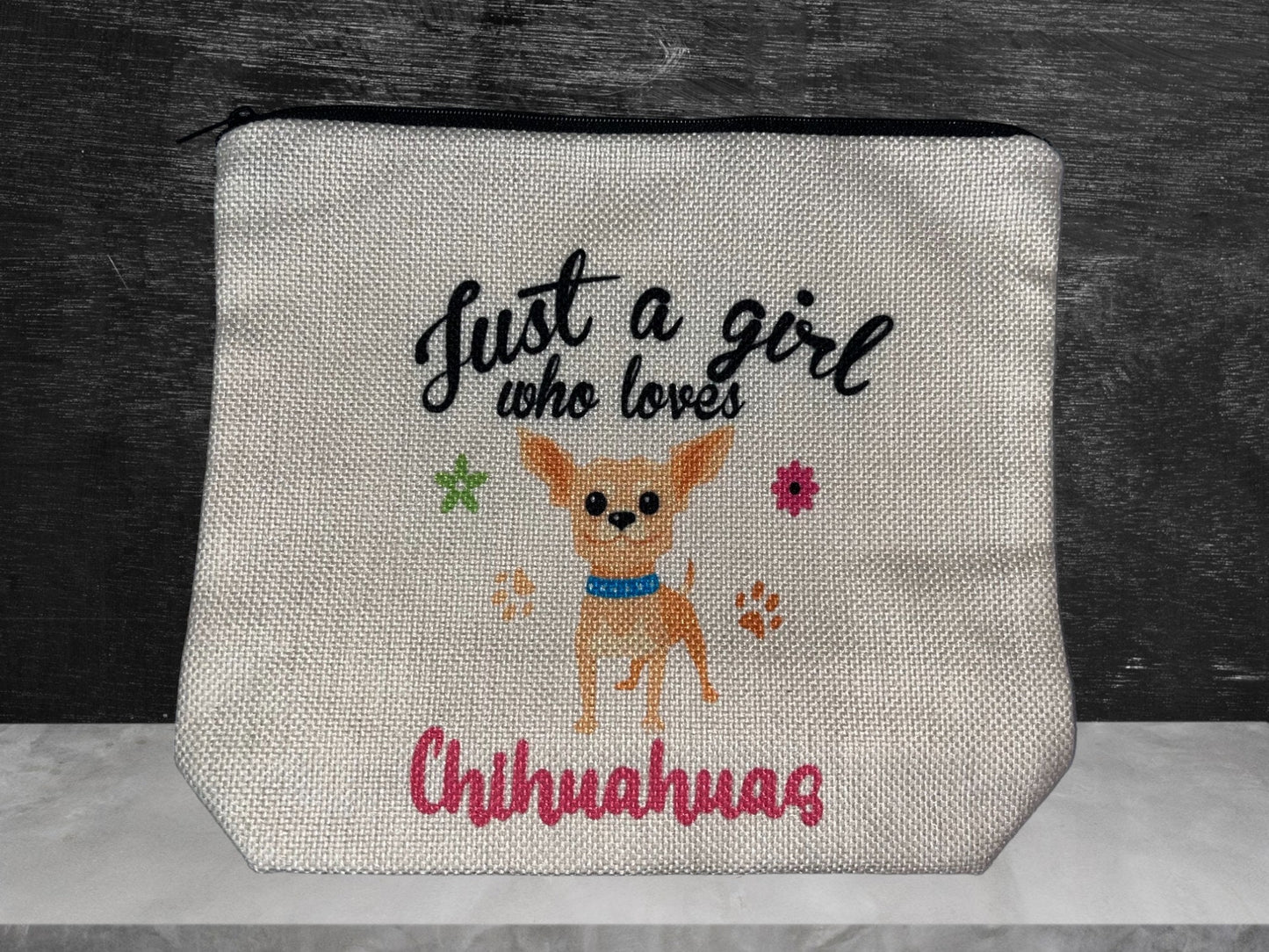 Adorable Chihuahua Print Travel Makeup Bag: Stylish Cosmetic Pouch