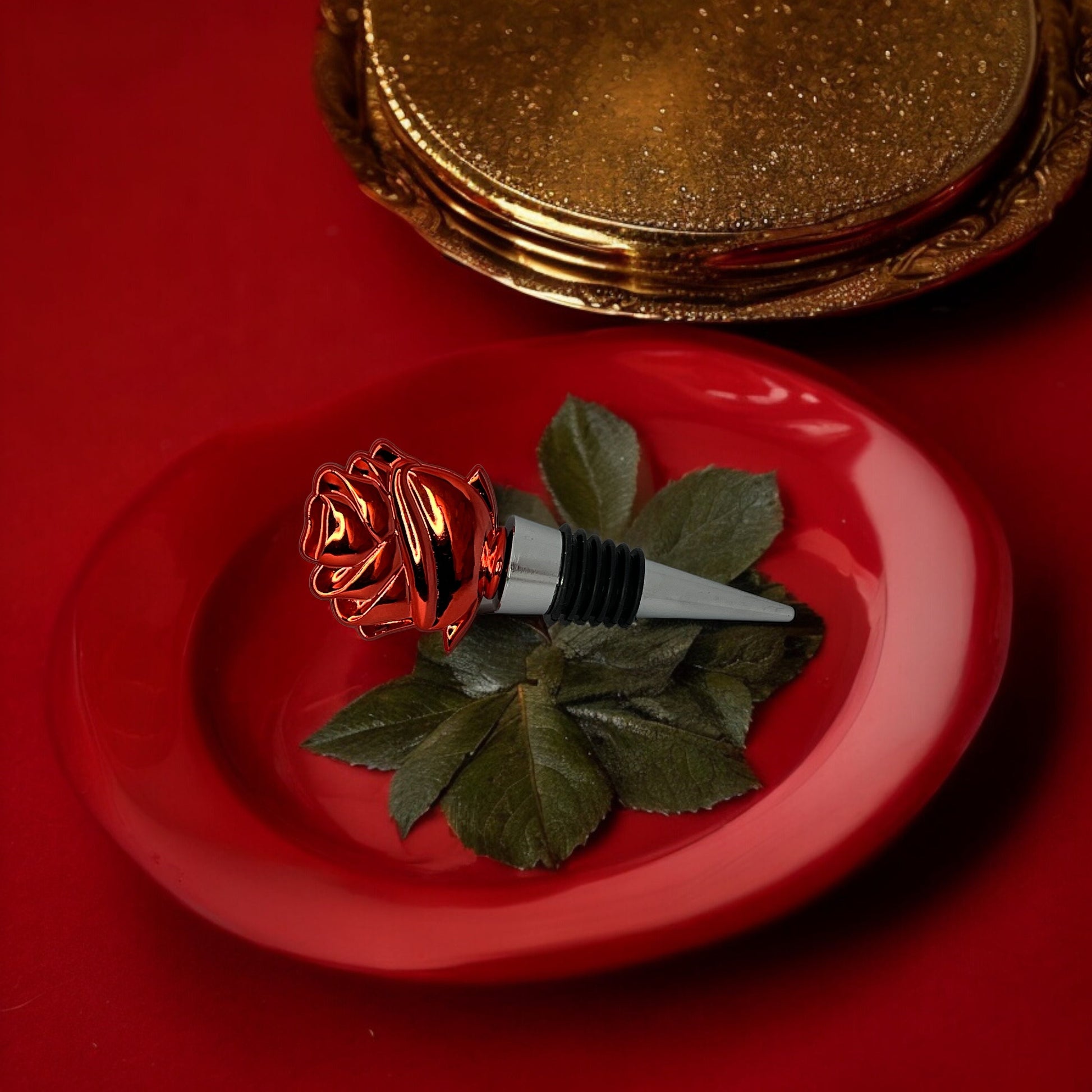 Red Rose Shaped Wine Bottle Stopper