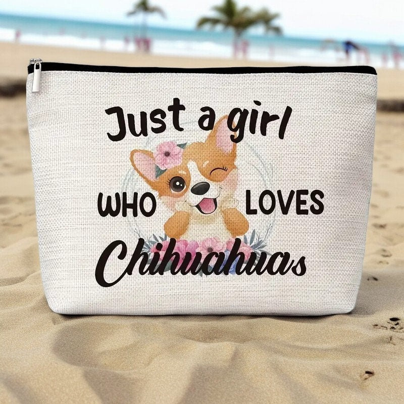 Chihuahua Lover's Travel Makeup Bag - Fun Cosmetic Pouch for Dog Moms