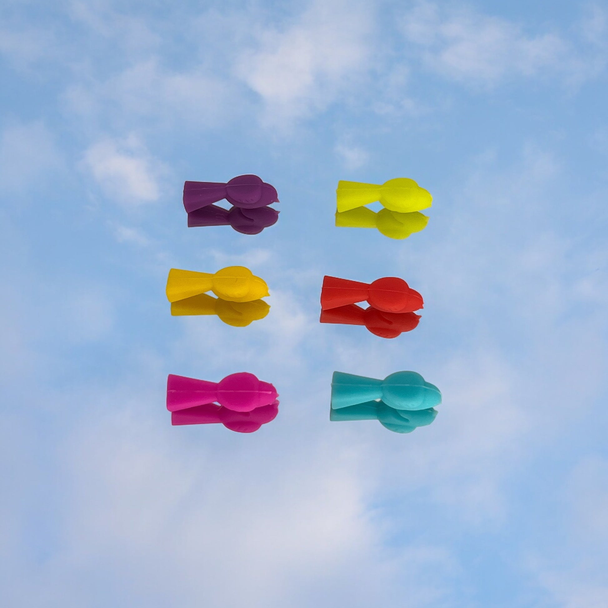 Silicone Bird Drink Markers Rainbow Set of 6 NEW Sky Background