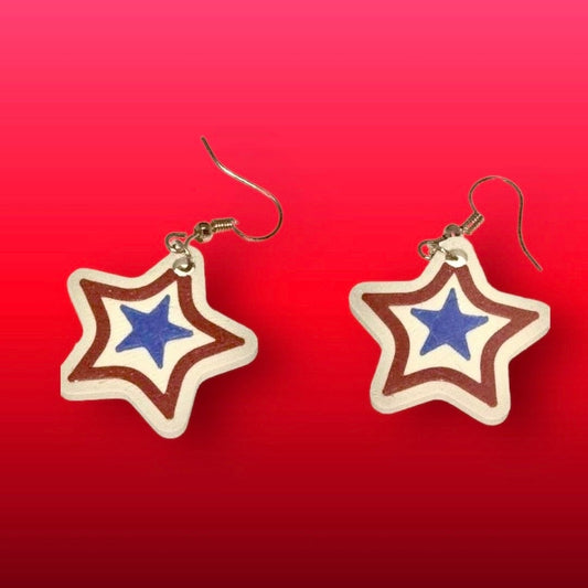 Patriotic Stars 4th of July 3D Printed Earrings