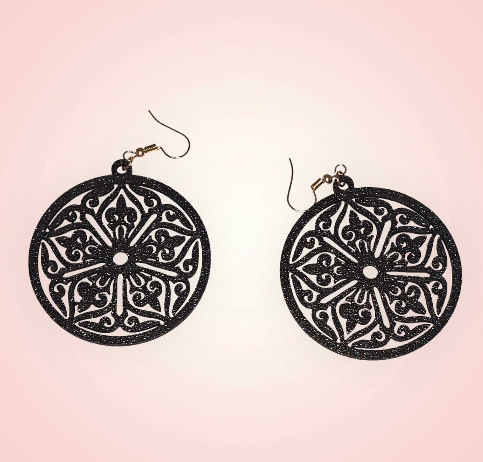 Elegant Fleur De Lis Black Earrings - 3D Printed Jewelry