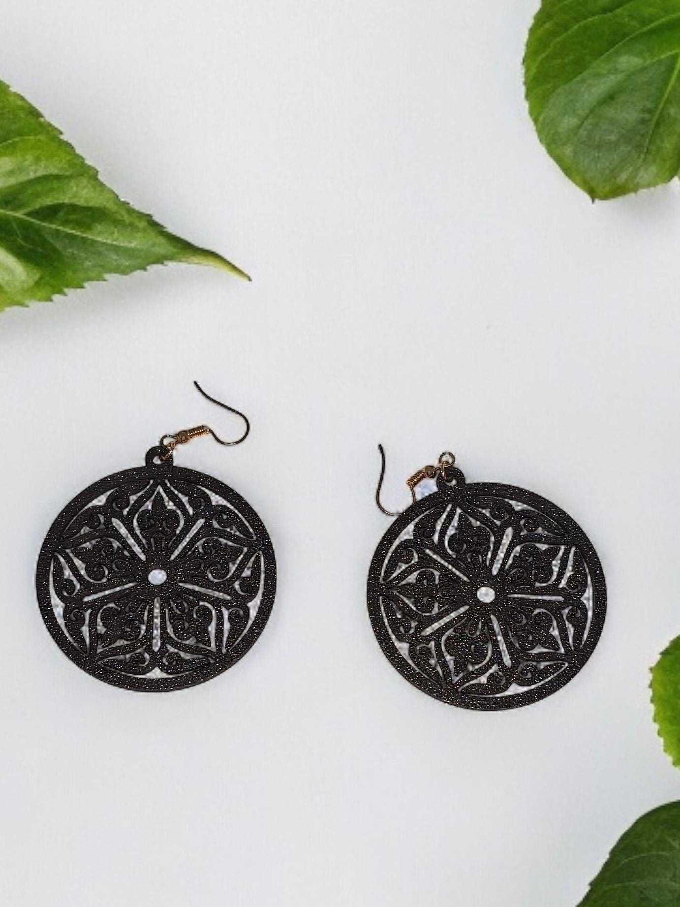 Elegant Fleur De Lis Black Earrings - 3D Printed Jewelry