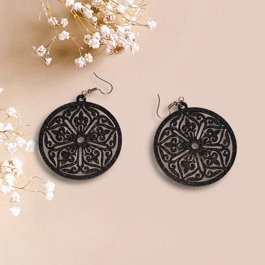 Elegant Fleur De Lis Black Earrings - 3D Printed Jewelry