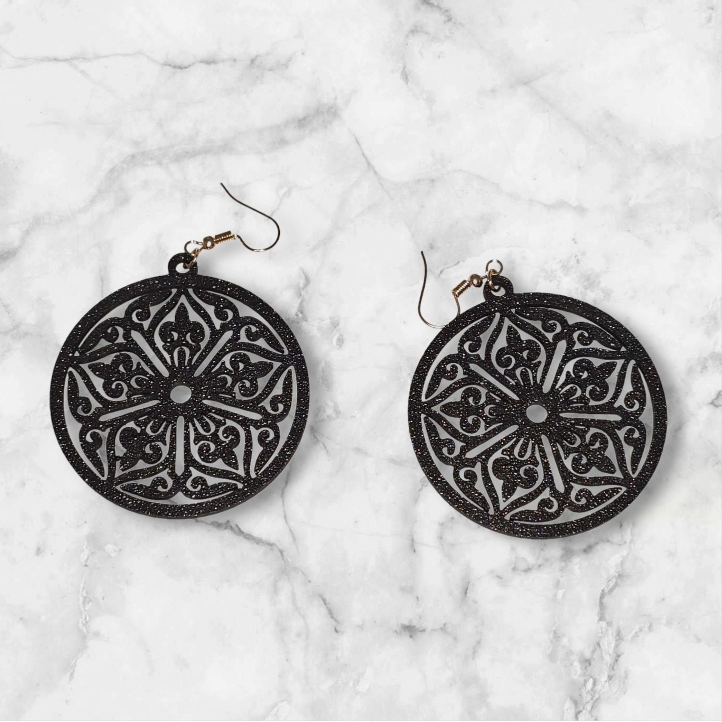 Elegant Fleur De Lis Black Earrings - 3D Printed Jewelry