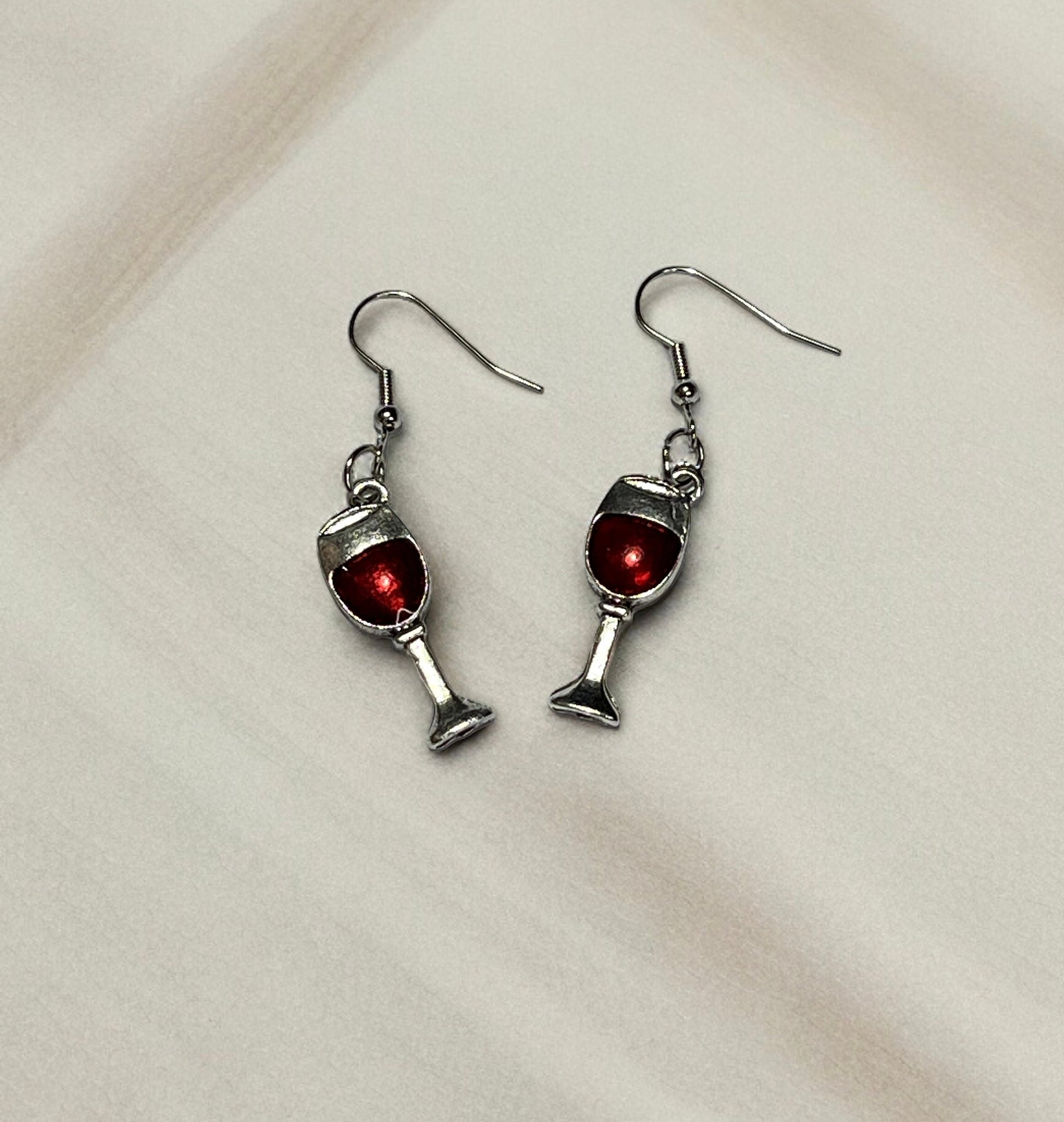 Red Wine Glass Dangle Earrings - Fun and Stylish Gift for Her - Creative Wine Jewelry