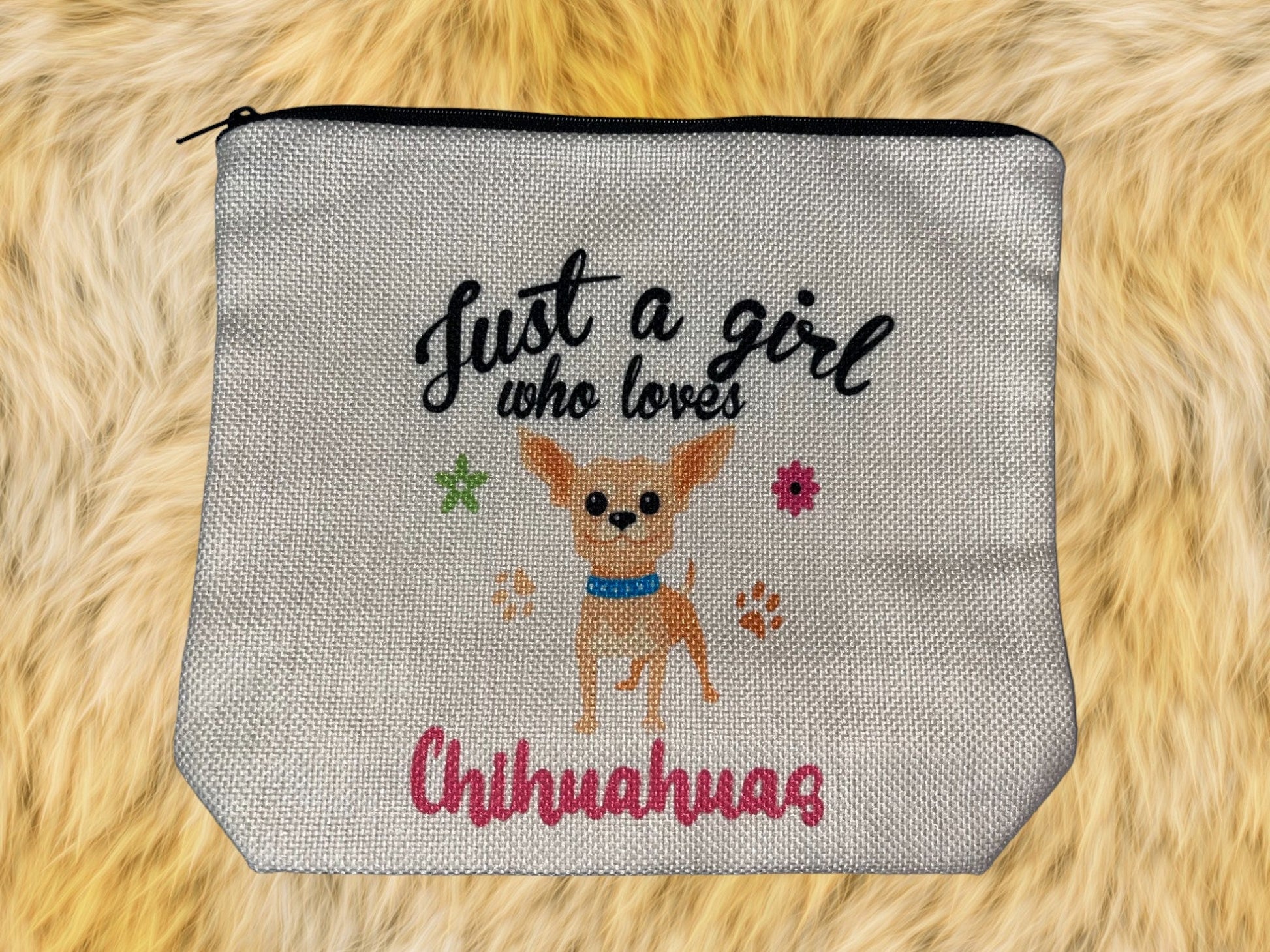 Adorable Chihuahua Print Travel Makeup Bag: Stylish Cosmetic Pouch