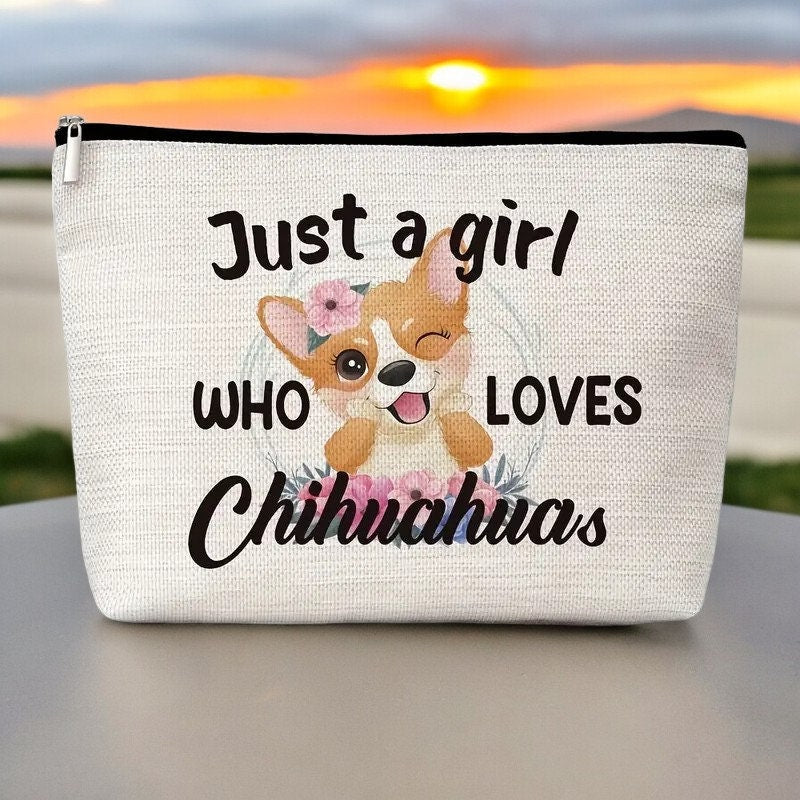 Chihuahua Lover's Travel Makeup Bag - Fun Cosmetic Pouch for Dog Moms