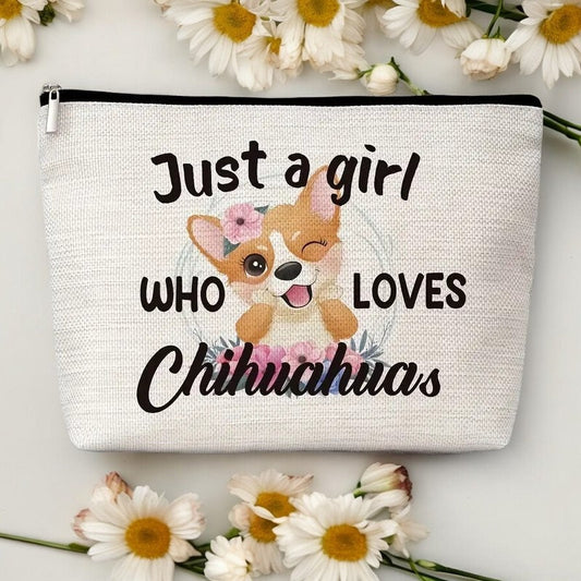 Chihuahua Lover's Travel Makeup Bag - Fun Cosmetic Pouch for Dog Moms