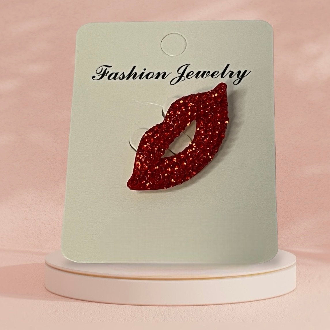 Glamorous Red or White Lips Brooch Pin - Sparkling Rhinestone Design for Stylish Vibes