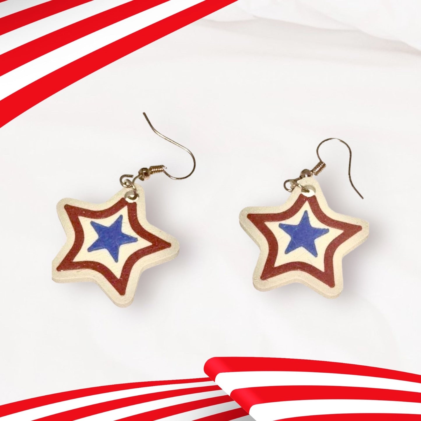 Patriotic Stars 4th of July 3D Printed Earrings