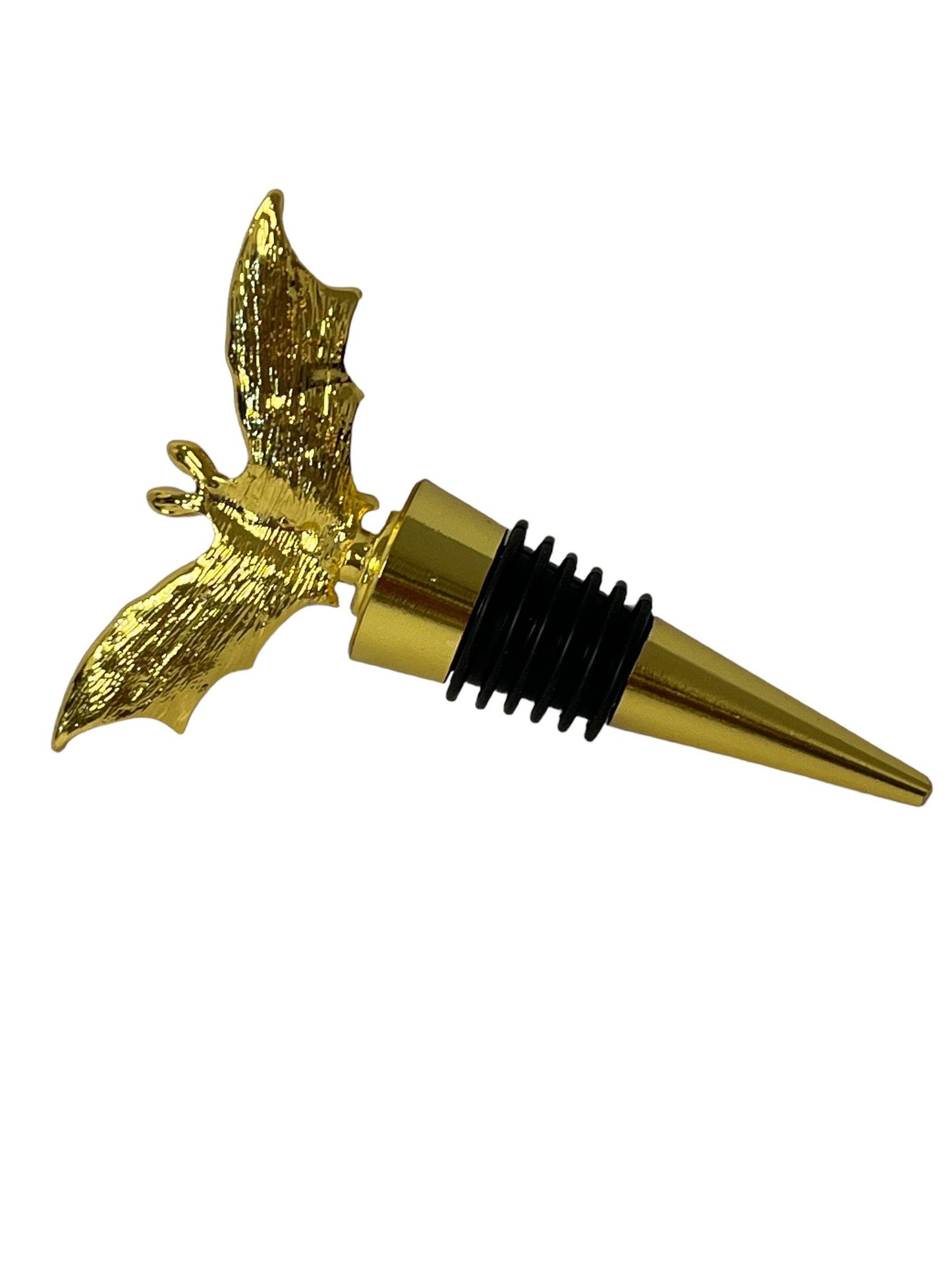 Halloween Bat Wine Stopper. Gold. Decorative Beverage Preserver.