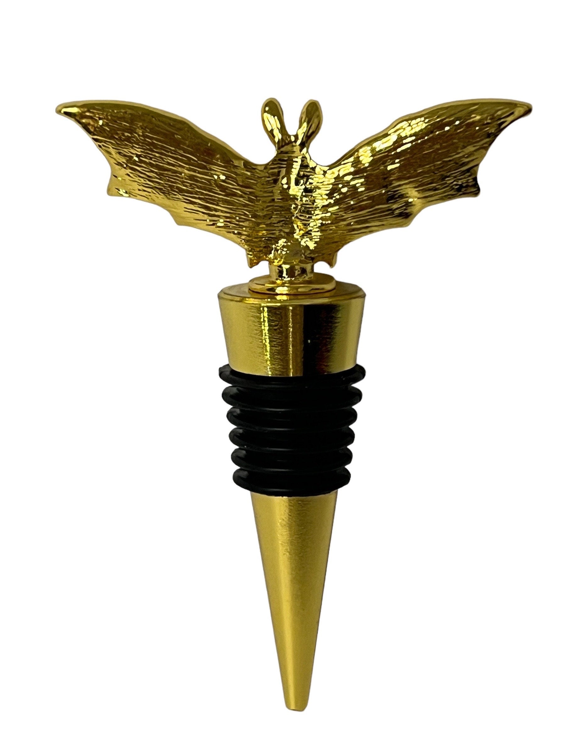 Halloween Bat Wine Stopper. Gold. Decorative Beverage Preserver.