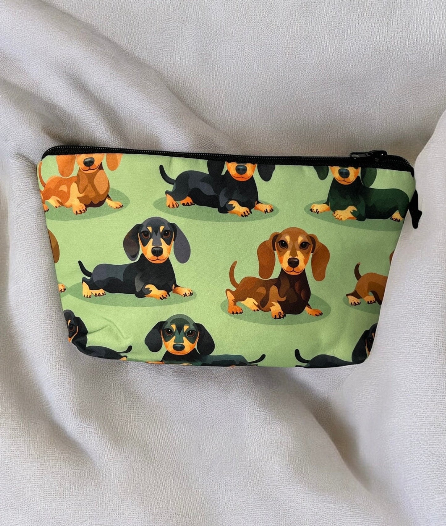 Dachshund Cosmetic Bag with Cute Dog Print Design, Lightweight and Secure Zipper Closure