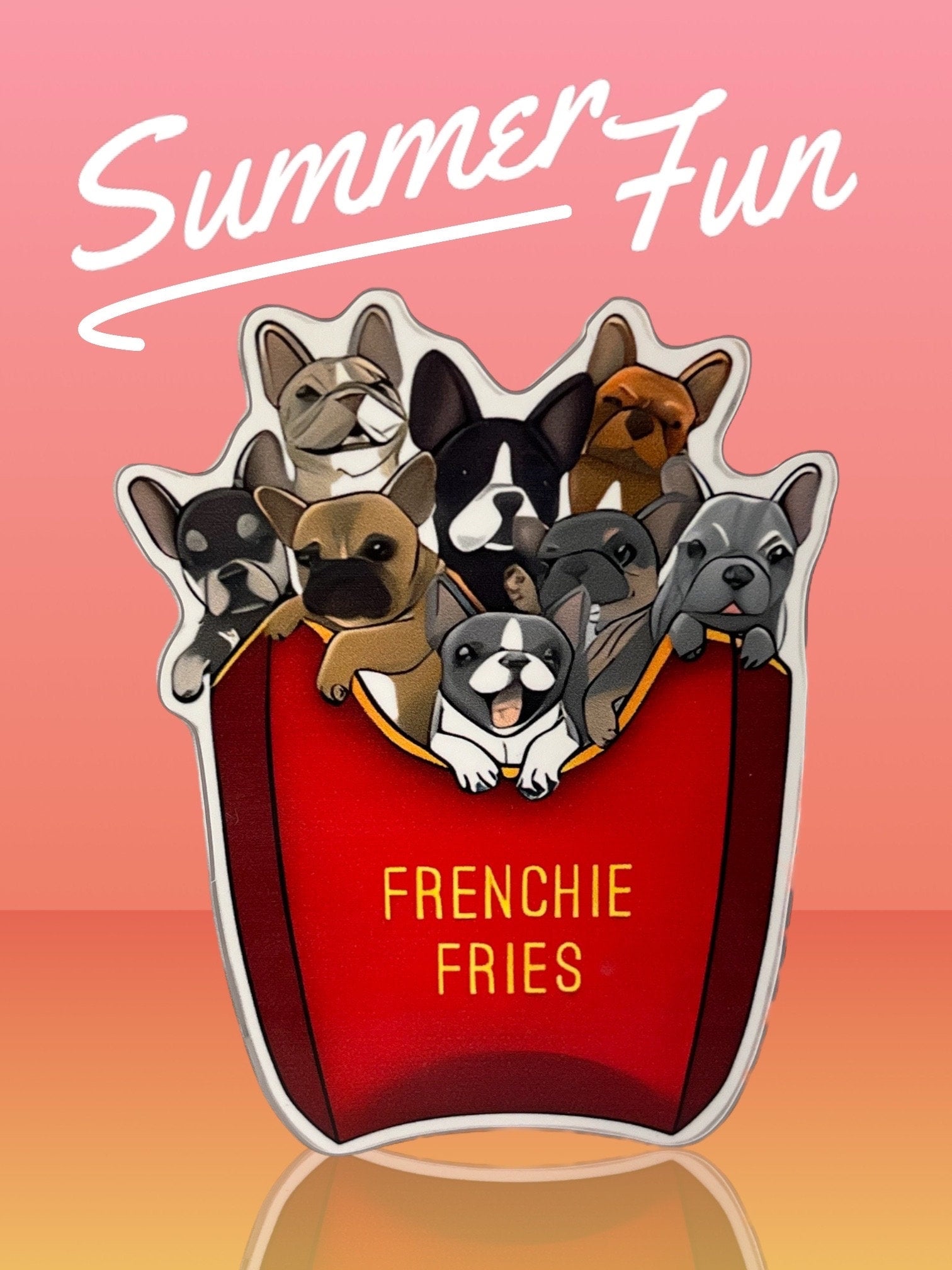 French Bulldog and French Fries Sticker, Ideal for Decorating Cars, Refrigerators, and Laptops, Enhancing the Beauty of Everyday Objects