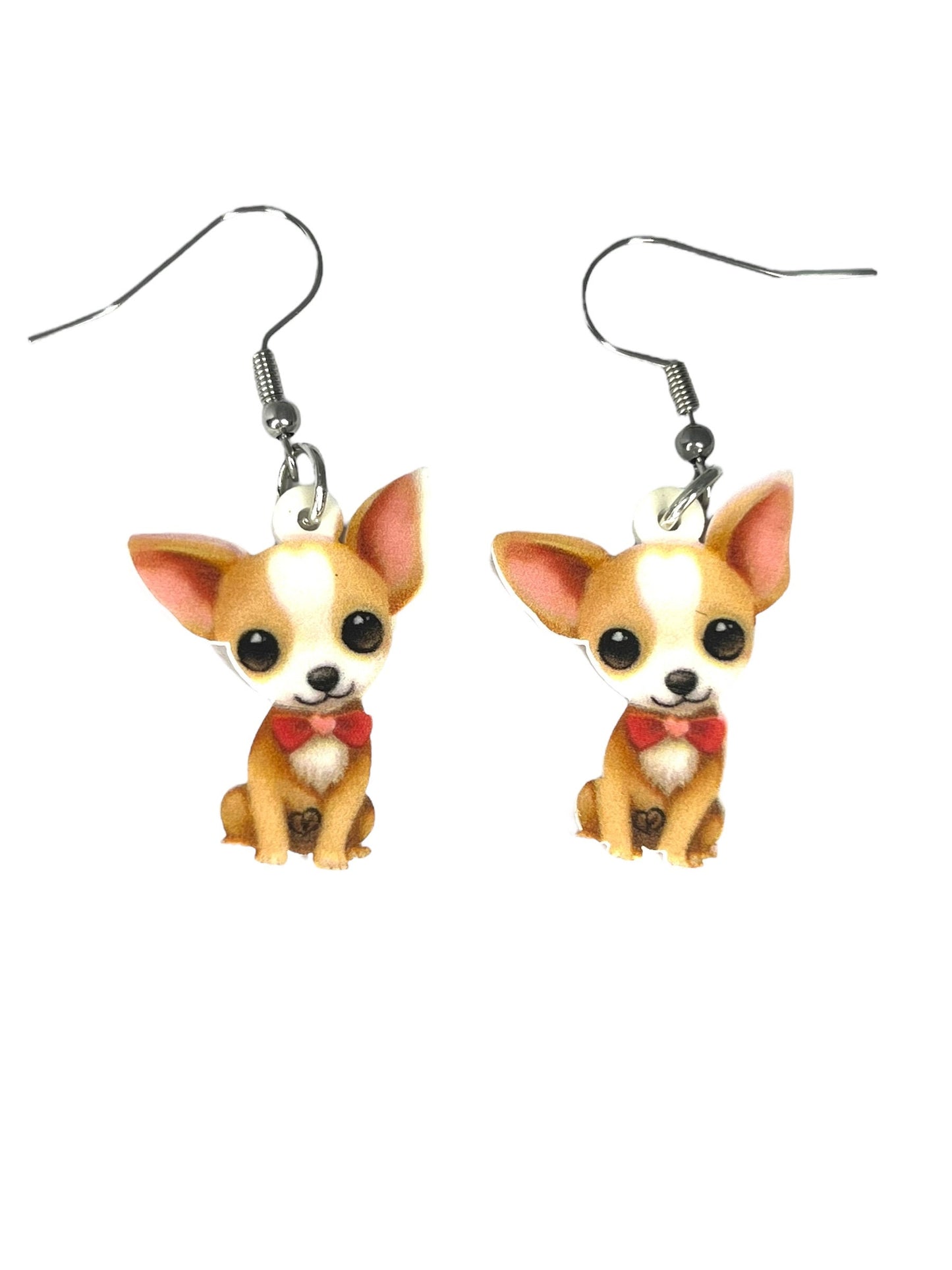 Cute Cartoon Chihuahua Dog Earrings. Acrylic Double-Sided Print Earrings