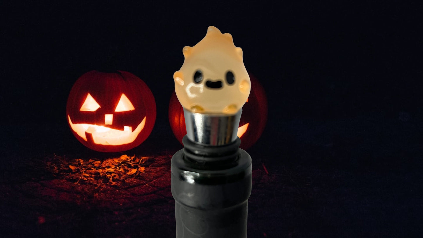 Spooky Yet Adorable Ghost Flame Wine Bottle Stopper for Halloween Kitchen Decor