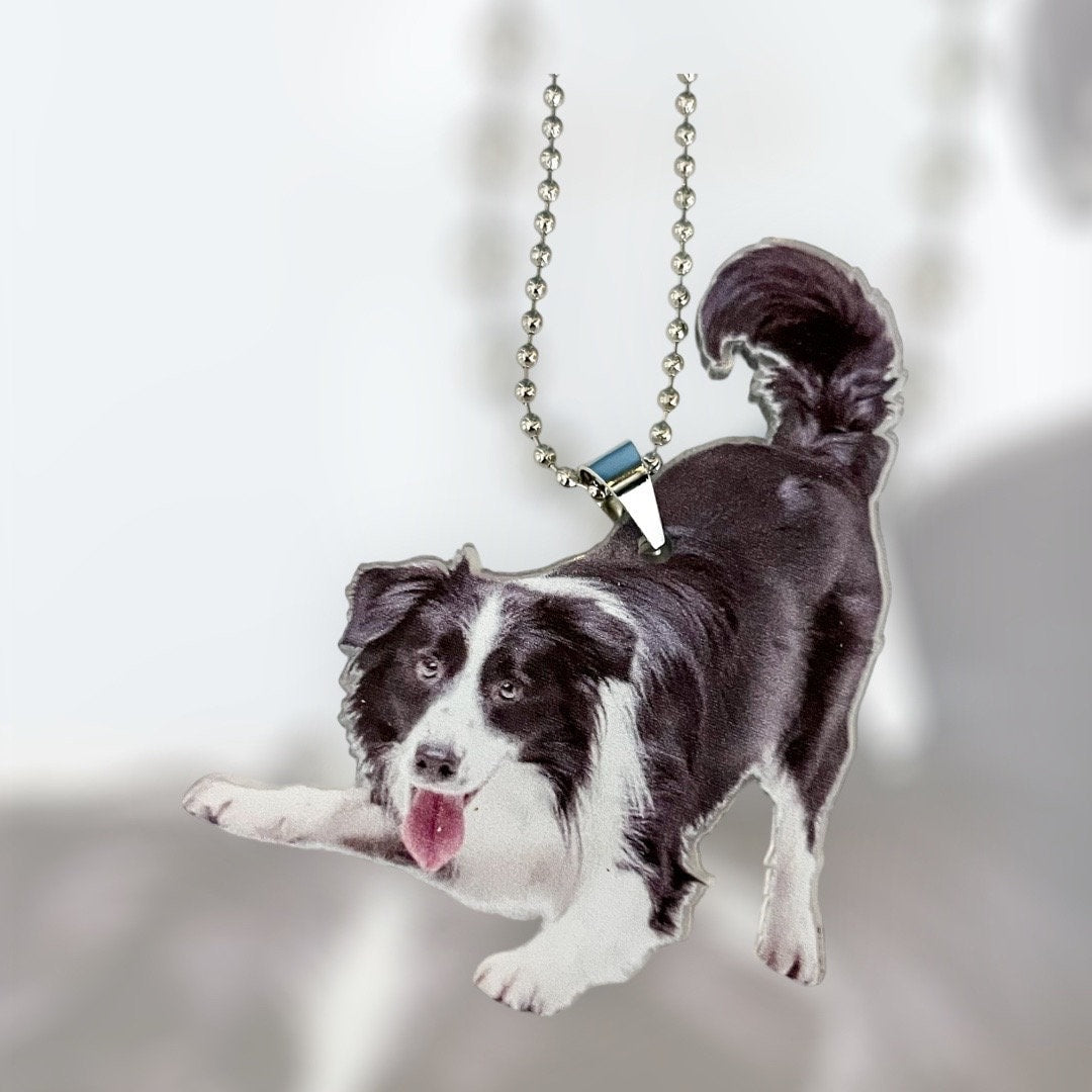 Border Collie 2D Acrylic Keychain Ornament - Cute Dog Lover Gift - Backpack Charm Decoration