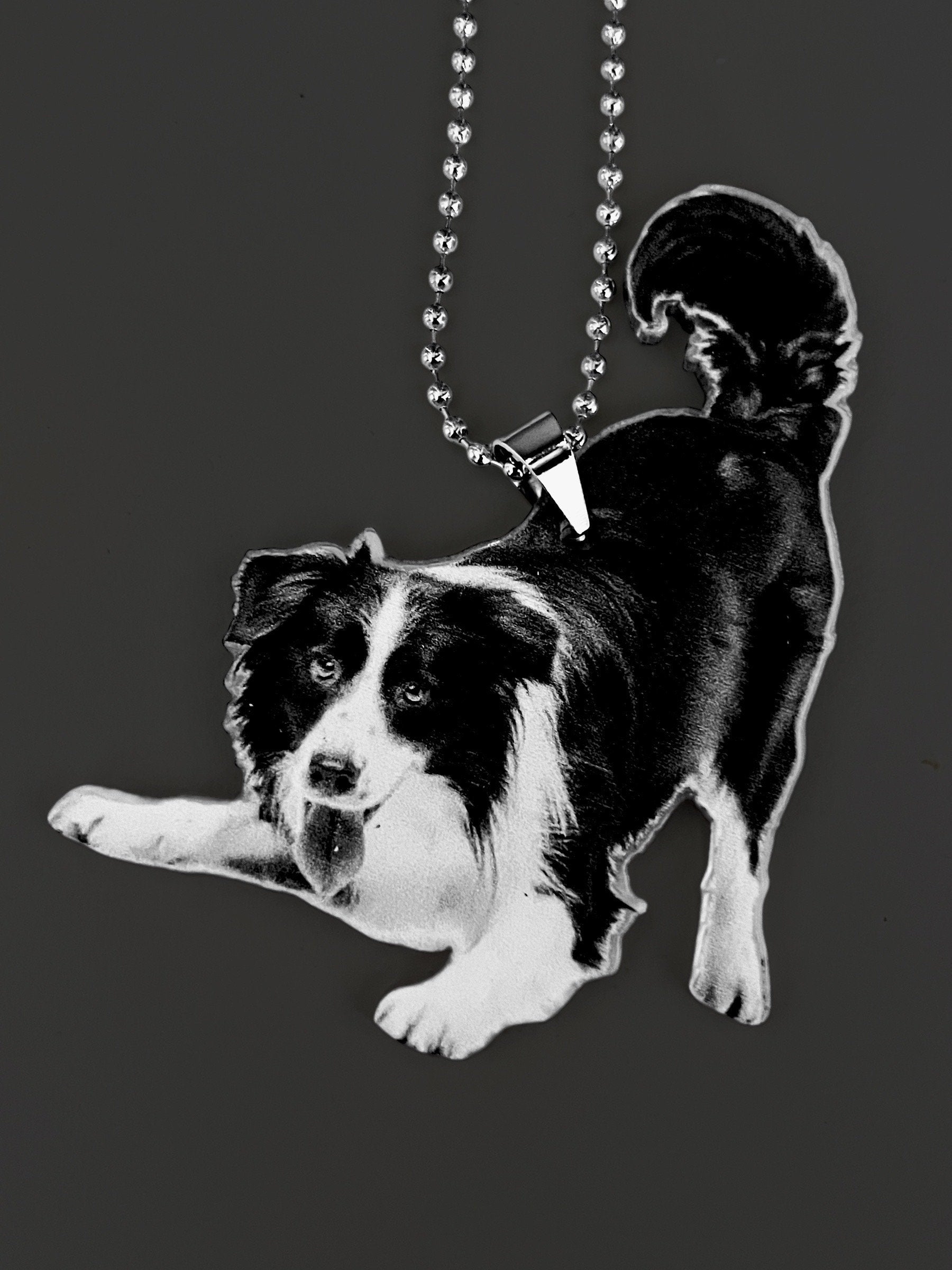 Border Collie 2D Acrylic Keychain Ornament - Cute Dog Lover Gift - Backpack Charm Decoration