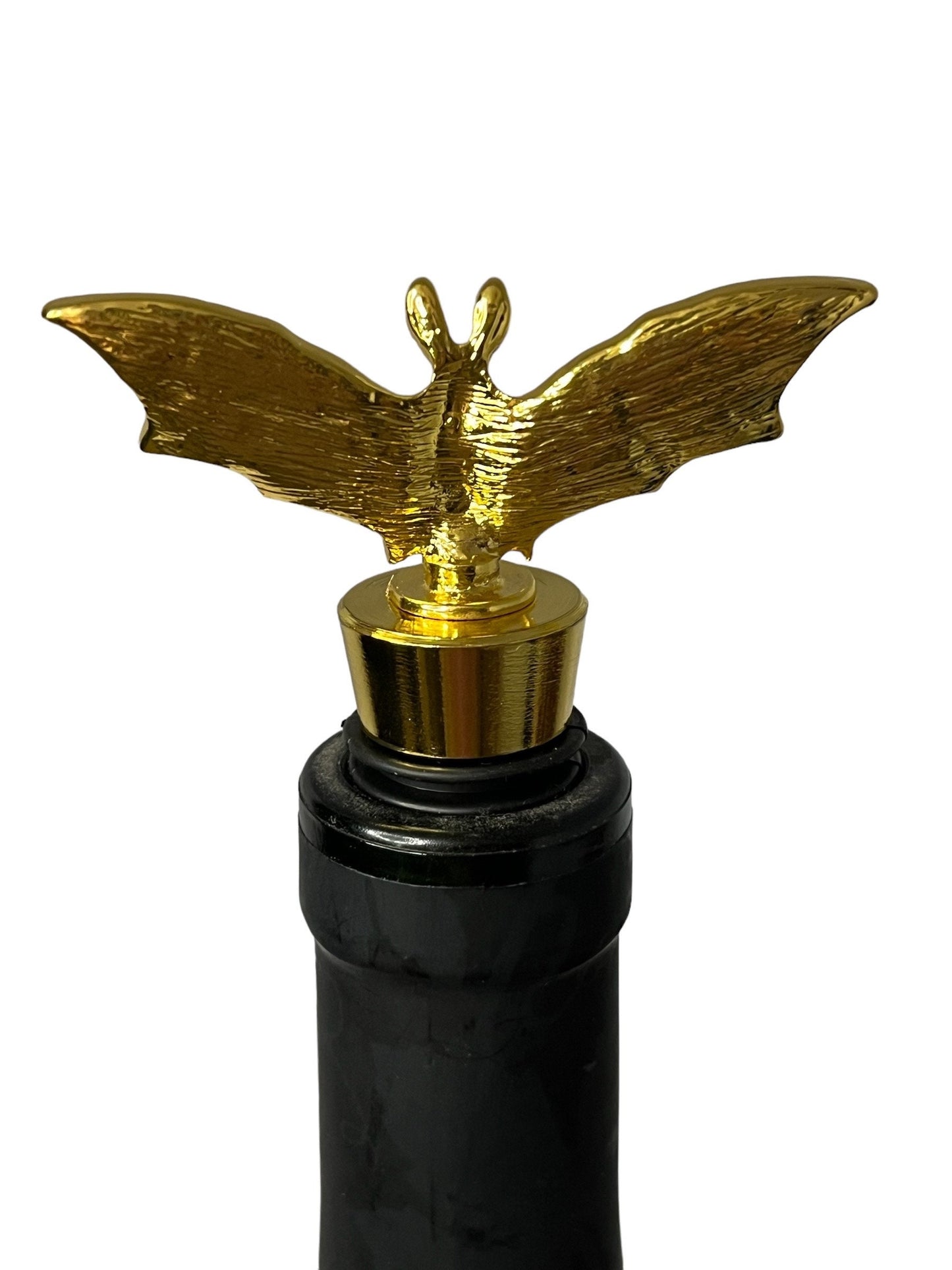 Halloween Bat Wine Stopper. Gold. Decorative Beverage Preserver.