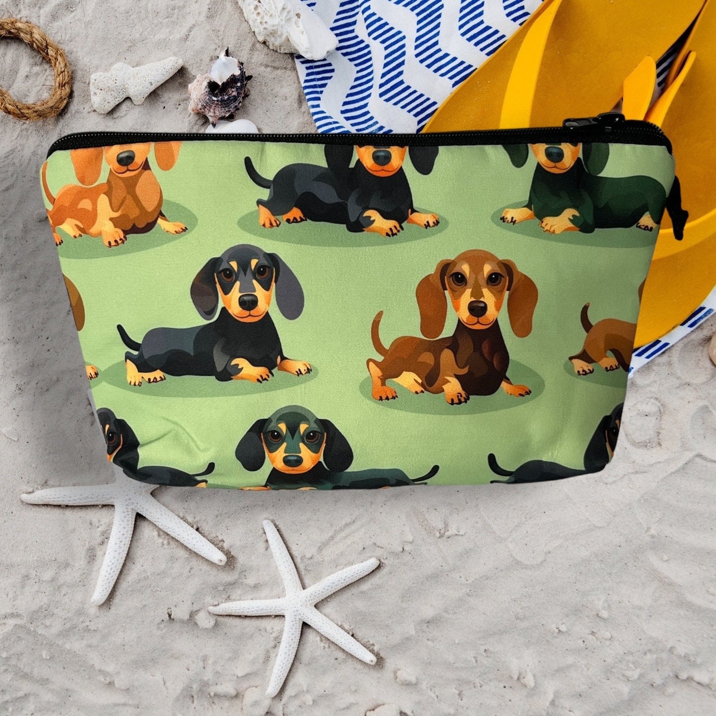 Dachshund Cosmetic Bag with Cute Dog Print Design, Lightweight and Secure Zipper Closure