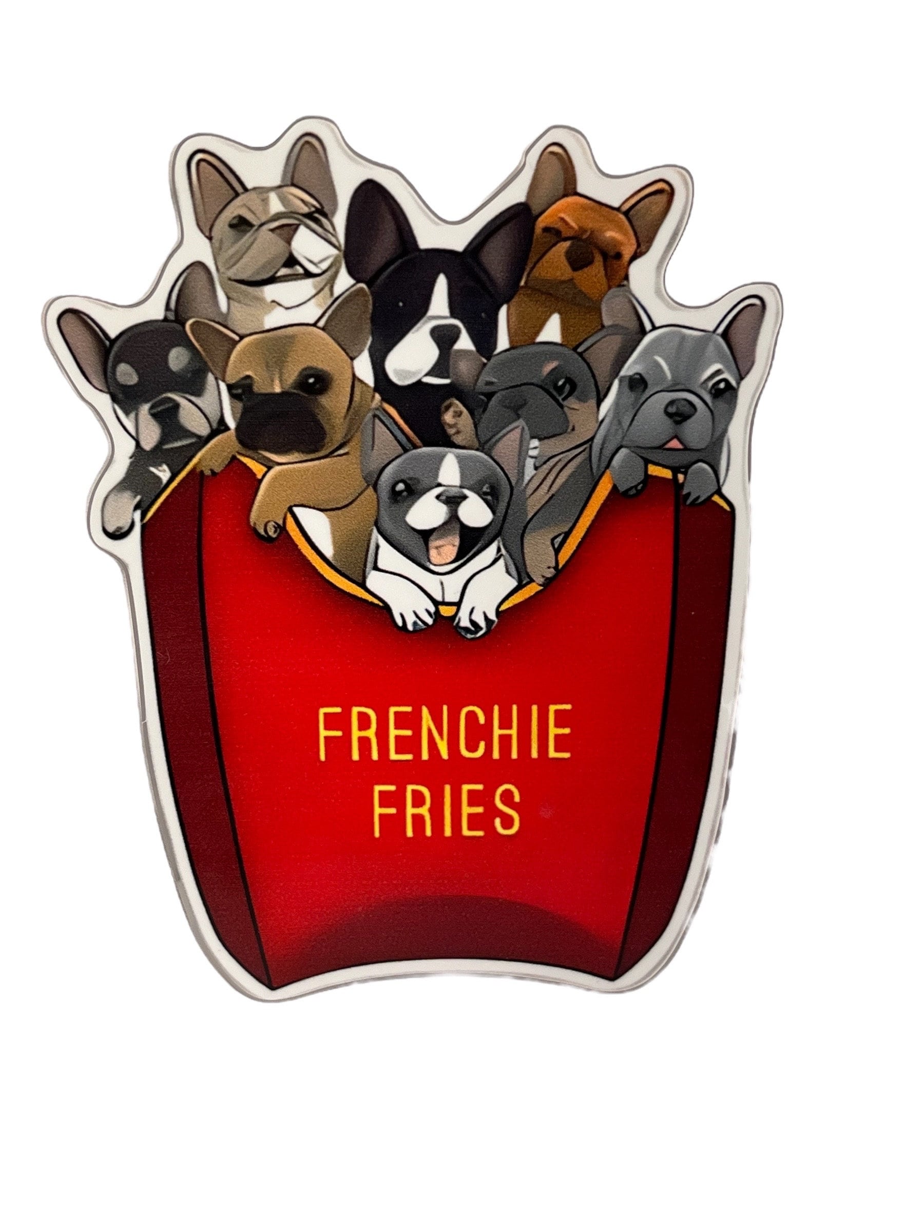 French Bulldog and French Fries Sticker, Ideal for Decorating Cars, Refrigerators, and Laptops, Enhancing the Beauty of Everyday Objects